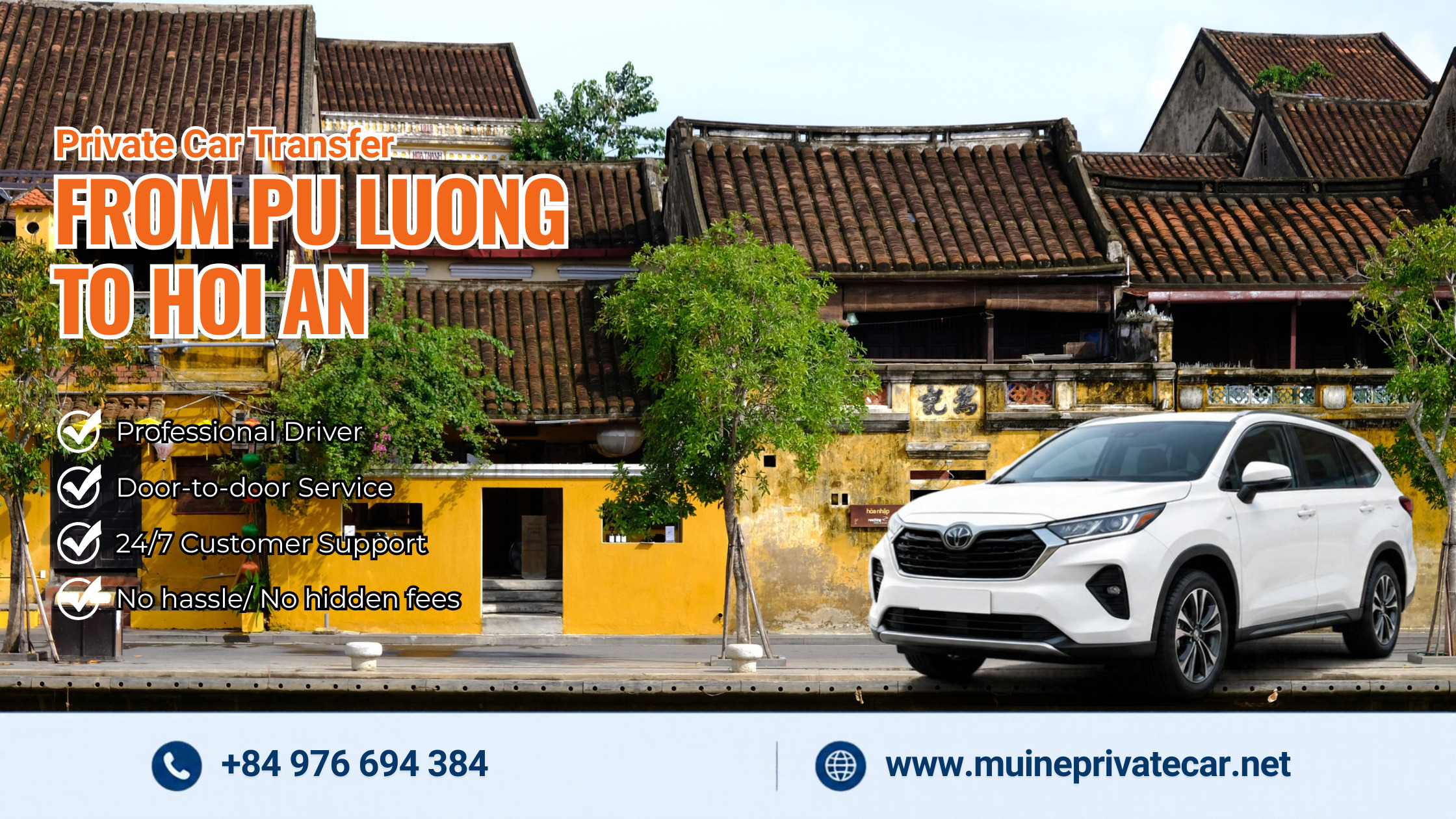 Pu Luong to Hoi An Private Car Transfer