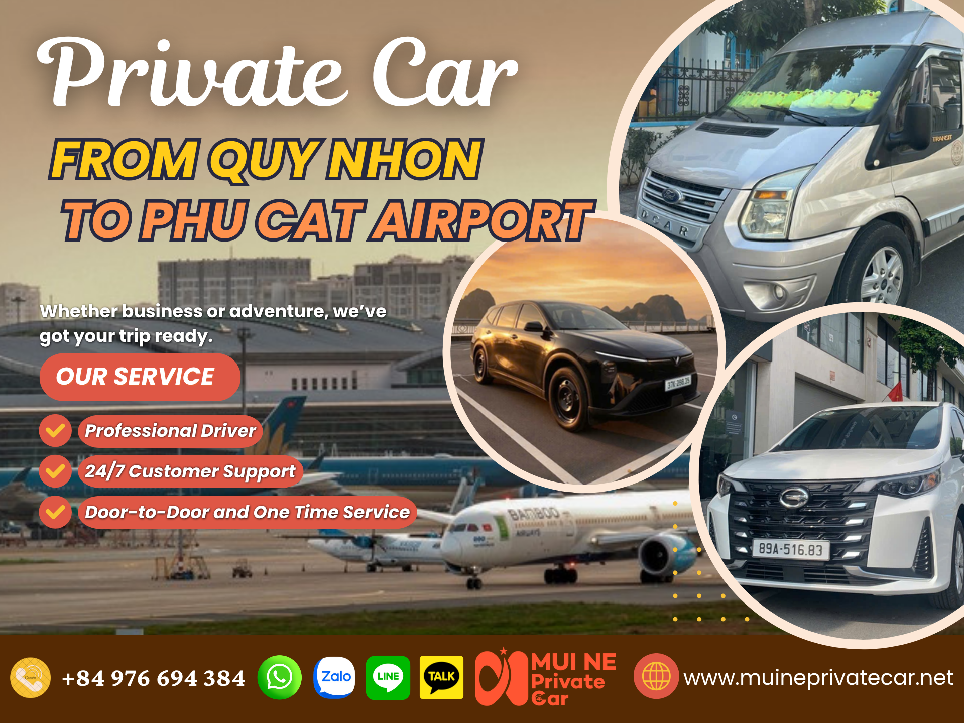 Quy Nhon to Phu Cat Airport Private Car Transfer - Mui Ne Private Car