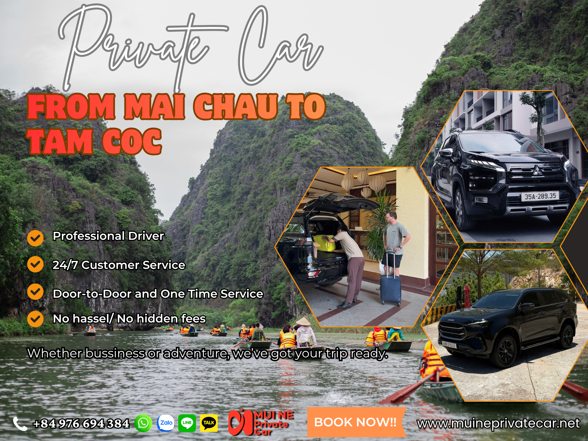 Private Car Mai Chau to Tam Coc