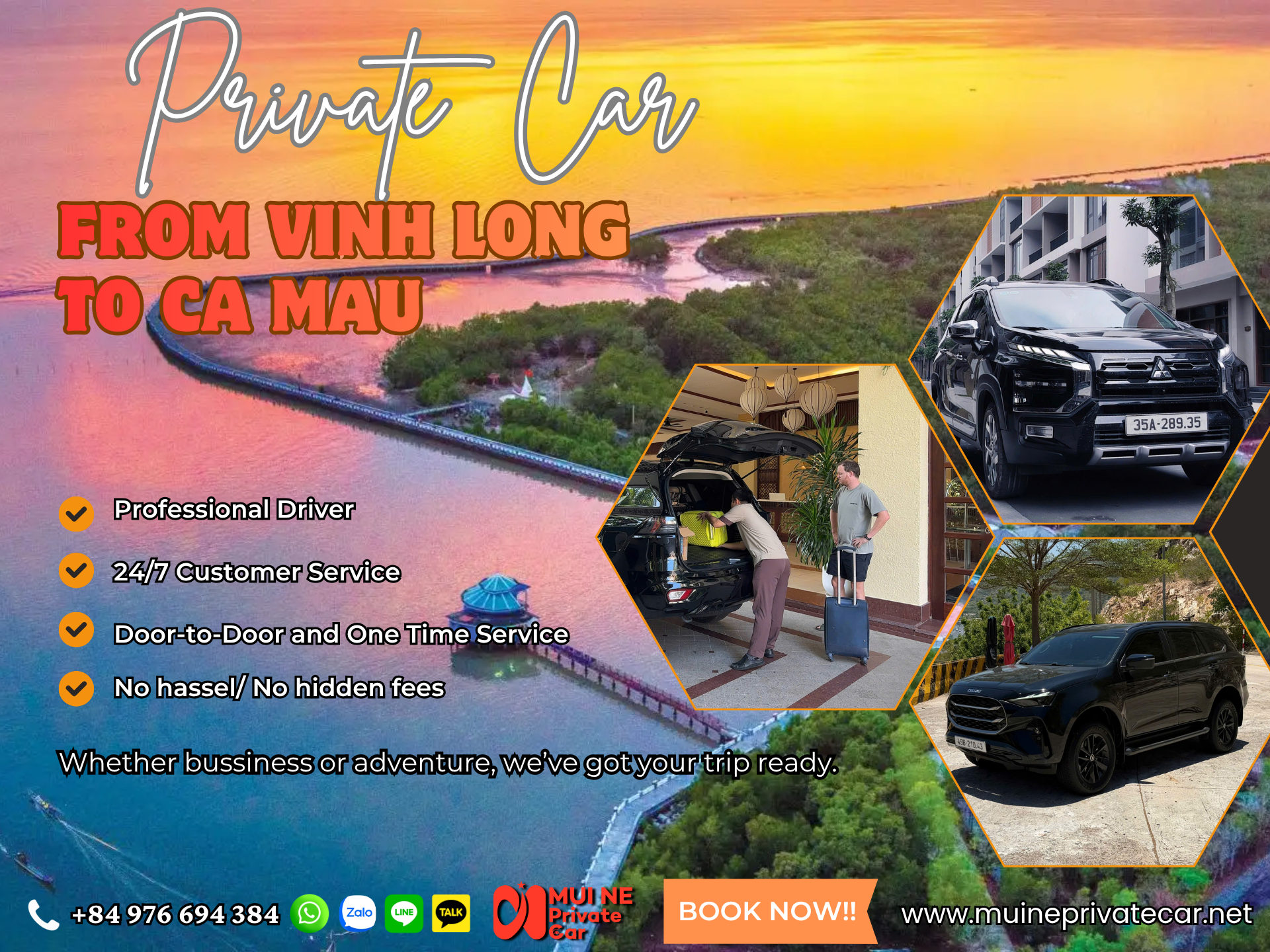 Vinh Long to Ca Mau Private Car Transfer Service